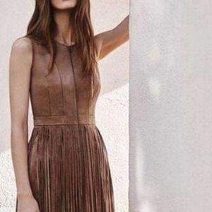 BCBGMAXAZRIA BCBG  Hamiin Fringe Faux Zip Front Suede Western Boho Cowboy Dress